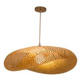 Lámpara Colgante Led Tejida De Bambú Con Diseño De Candelabr