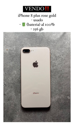 iPhone 8 Plus Rose Gold 256, Batería Al 100