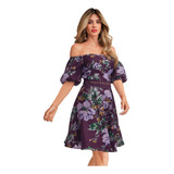 Vestido Multicolor Estampado Off Shoulder 960-32