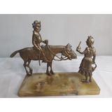 Figura Gauchesca En Bronce Base De Onix Escena Molina Campos