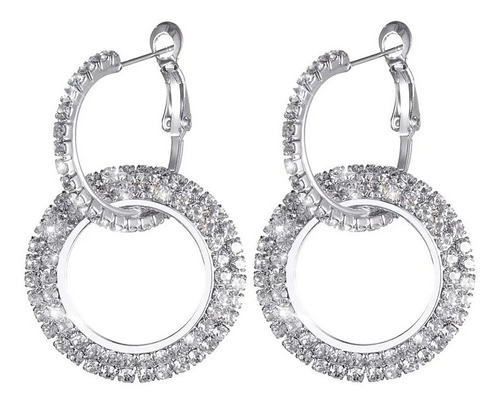 Aretes  Doble Argolla  Cristal Fiesta Regalo  Elegante