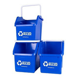 Paquete De 3 Recipientes De Contenedor De Reciclaje Azul Api