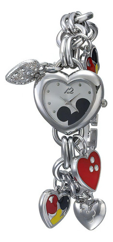 Reloj Disney Mujer Mk2058 Charm De Mickey Mouse Con Esfera D Color Del Fondo Plateado Color De La Correa Plateado Color Del Bisel Plateado