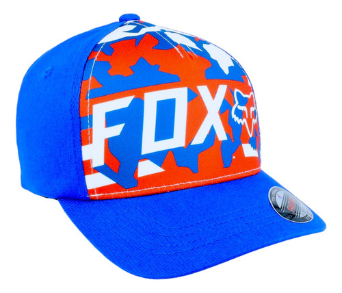 Gorra Fox Flexfit Para Niño Azul / Rojo Hat Cerrada Original