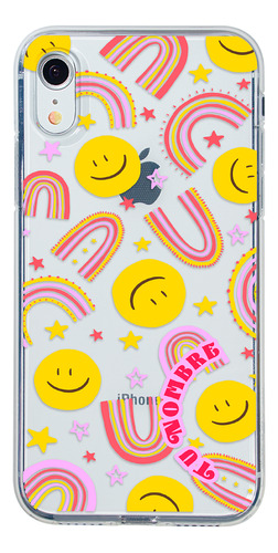 Funda Para iPhone Para Mujer Caritas Felices Con Nombre