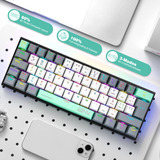 Terport 60% Teclado Inalámbrico Español Z11 Con Bluetooth Receptor Usb Y Cable, Switch Outemu Red Hotswap, Luces Rgb, Teclado Gamer Bluetooth Recargable De 62 Tecals Antighosting