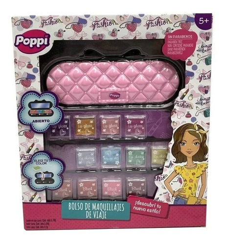 Set De Maquillaje Niñas Poppi Bolso Viaje Espejo Estilo New 