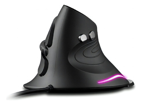 Mouse Optico Vertical Ergonomico Com Fio Usb 6 Botoes Iluminação Led Dpi 3200 Luuk Young D6 Preto