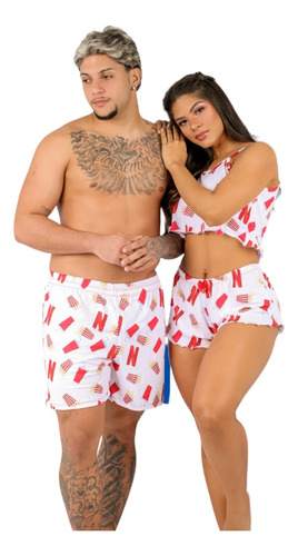 Kit Conjunto Casal Namorados Pijama Para Dormir Confortável!