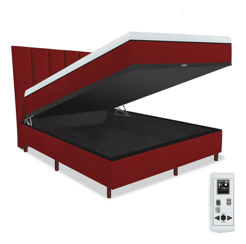 Colchão Magnético Casal 1,38x1,88 Massageador Energia Bio Quântica Infra Vermelho Anti Germes + Cama Box Bau + Cabeceira