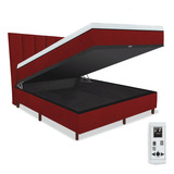 Colchão Magnético Casal 1,38x1,88 Massageador Energia Bio Quântica Infra Vermelho Anti Germes + Cama Box Bau + Cabeceira