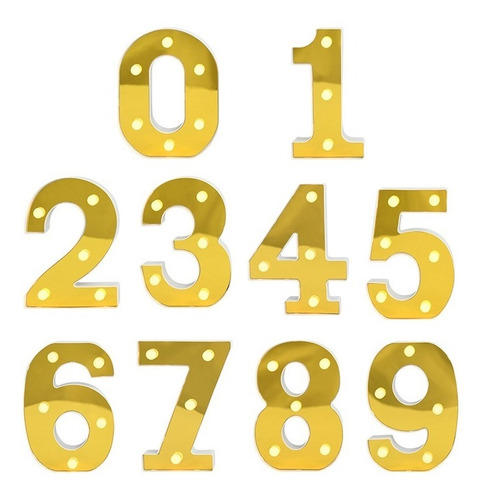 Letras Y Números Led 3d Alfabeto Dorado Decoracion Prouestas