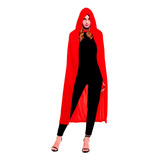 Capa Capucha Disfraz Halloween 140 Cm Mujer Roja /  Negra  