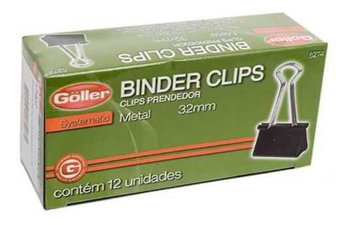 Prendedor Binder Clips 32mm Caixa Com 12 Peças Goller