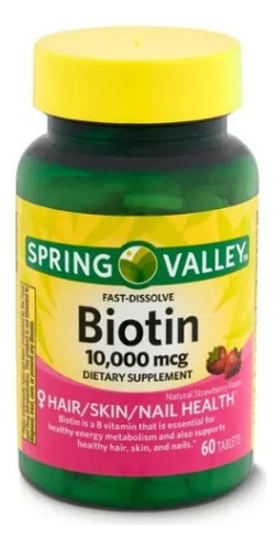 Biotina 10.000 Mcg - Fast Dissolve - Spring Valley 60un Eua