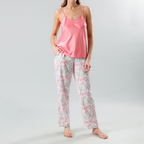 Set Pabilo + Pantalón Satín Print Flores Mujer 33068-183