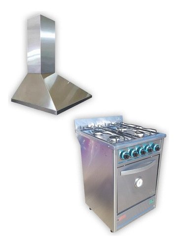 Combo Cocina Industrial Fornax 55cm + Campana Con Motor 60cm