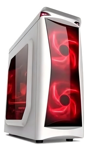 Gabinete Gamer Naxido F300 Blanco 4x120mm Led Rojo