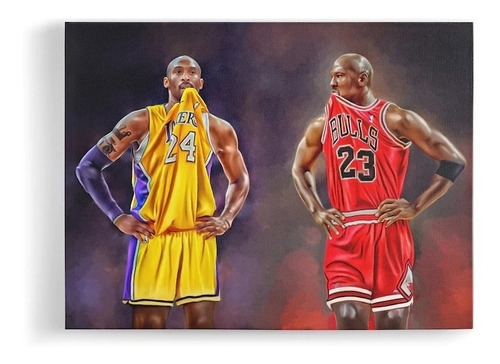 Quadro Poster Mdf Decoração Kobe Bryant E Michael Jordan