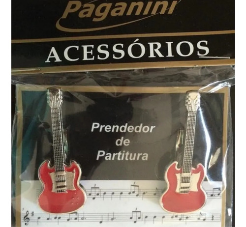 Paganini Prendedor Partitura Clipets Guitarra Ppt083 Metal