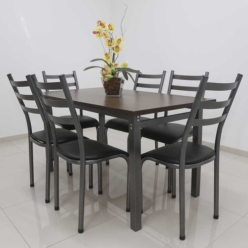 Conjunto Mesa Lisboa 140cm Com 6 Cadeiras Berlim Quality Aço