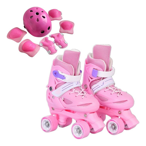 Patines Roller 4 Ruedas + Kit De Protección Casco