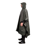 Poncho Impermeável Militar Capa De Chuva Preto Verde Resiste