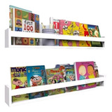 Kit 2 Prateleira Branca Mdf Para Livros 60x11,5x15