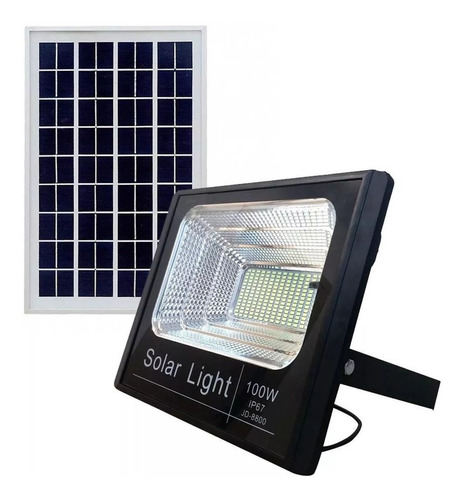 Kit 2 Refletor Led Com Placa Solar / Fotovoltaica - 100w