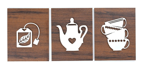 Quadro Decorativo Para Cozinha Café Chá Xícara Mdf 3d