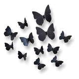 Set 12pz Mariposa Negro Decorativo Pegatina 3d