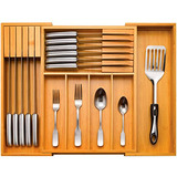 Organizador De Utensilios De Bambú Para Cajones De Cocina - 