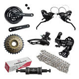 Kit Pedivela 21v Mtb Transmissão Shimano,central,corrente 