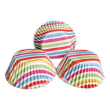 * 95 Capacillos Rayas De Colores Cupcake Fondant Panquecitos