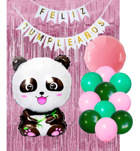 Combo Cumpleaños Globos Panda Animal Selva Tematica Deco