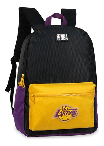 Mochila Deportiva Urbana Equipos Basquet Nba Acolchada Color Negro-27648 Diseño De La Tela Liso