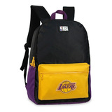 Mochila Deportiva Urbana Equipos Basquet Nba Acolchada Color Negro-27648 Diseño De La Tela Liso