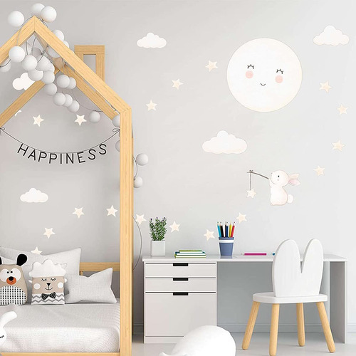 Pegatinas De Pared Con Diseño De Estrella De La Luna Con Dis