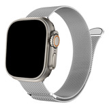 Correa De Acero Inoxidable Magnética Para Apple Watch 42 / 44 / 45 & Ultra - Color Plateado - Marca Cellbox