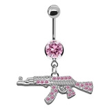 Piercing Para Ombligo Con Ak47 Colgante Con Piedras Brillant