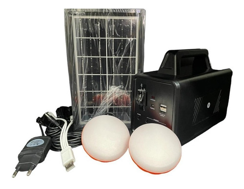 Kit Painel Solar C/bateria Grande C/lanterna 2lampadas 2usb 