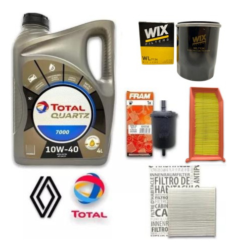 Kit Service 4 Filtros + Aceite Total 7000 Kangoo H4m