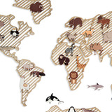 Quadro Decorativo Infantil Mapa Mundi Animais