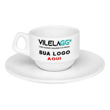 Xícara Porcelana 75ml + Pires Personalizada Com Logo Marca