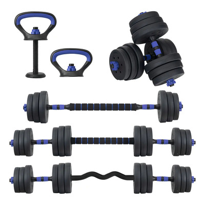 Set Mancuernas Altera Barra Ajustable 20kg Pesa Rusa Discos Color Azul | Envío gratis