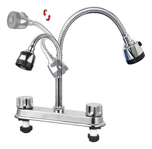 Llave Lavaplatos Monomando Cuello Flexible Giratorio Cocina