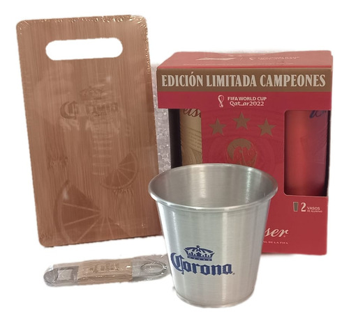 Vasos Budweiser Messi +combo Frapera Tabla Destapador Corona