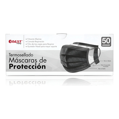 50 Cubrebocas Tricapa Best Trading Termosellado Plisado | MercadoLibre