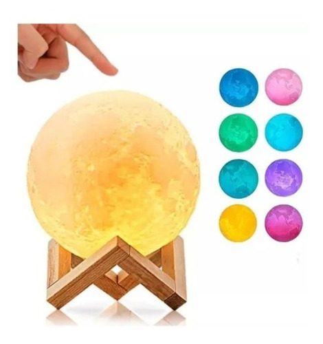 Lámpara Luna Led 3d  8 Colores Touch. Ofertas Claras. 100009