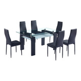 Comedor Estocolmo 150x90 6 Sillas Negro / Muebles América